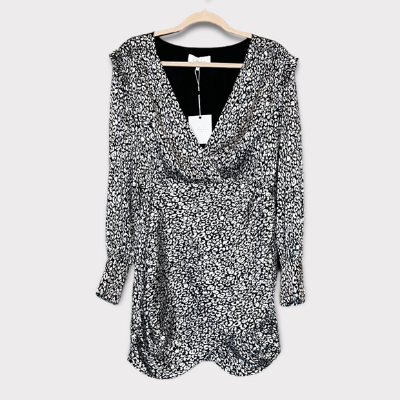 L'Academie Dresses & Skirts - L’Academie Revolve The Joyce Mini Dress Cheetah Medium Satin Black Glam Party